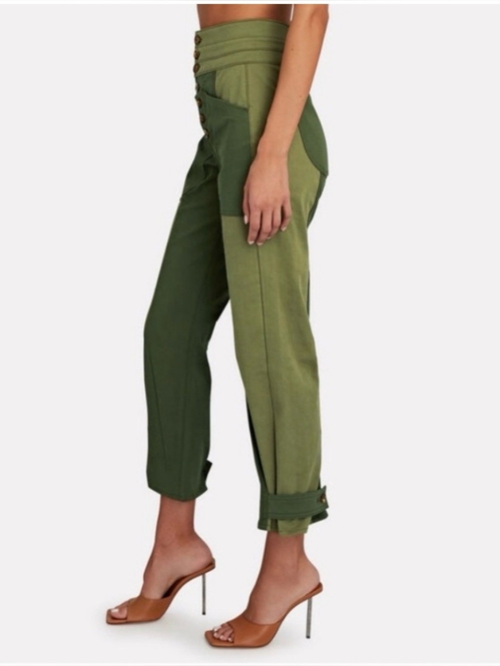 Veronica Beard Marley straight leg two-toned colorblock green women’s jeans  26